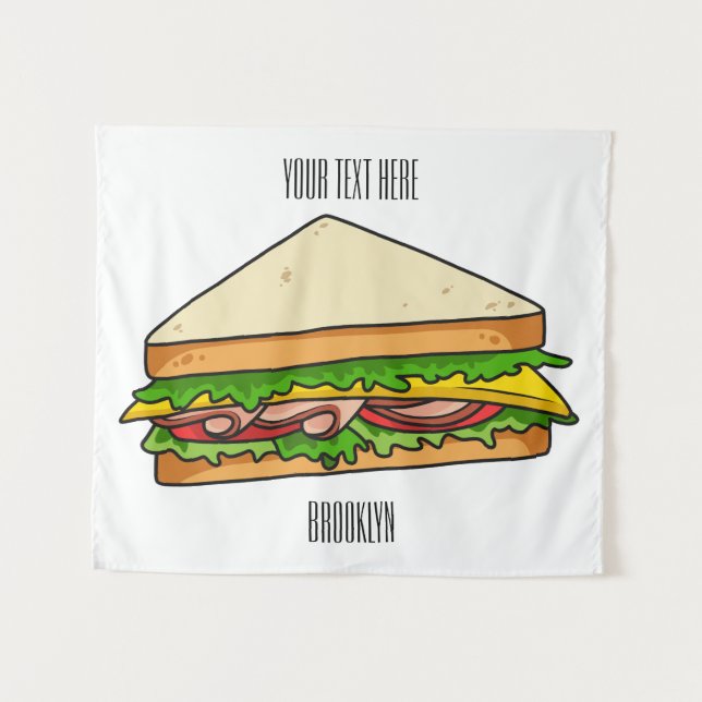 Sandwich Cartoon Illustration Wandteppich (Vorderseite (Horizontal))