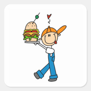 Sandwich Connoisseur Strichmännchen Quadratischer Aufkleber