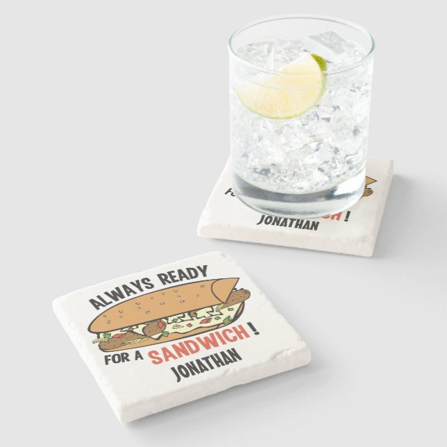 Sandwich individuelle Name Stone Untersetzer (Seitenansicht)
