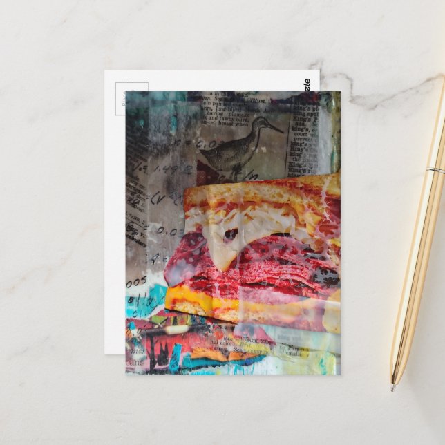 sandwich junk journal Mixed Media Collage Postkarte (Vorderseite/Rückseite Beispiel)