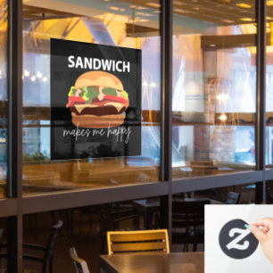 Sandwich macht mich glücklich Restaurant Café Fensteraufkleber