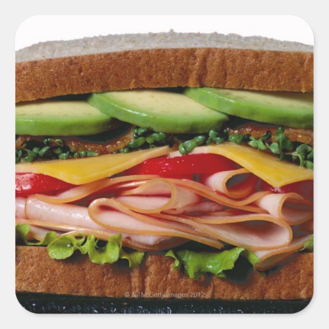 Sandwich Quadratischer Aufkleber (Vorderseite)