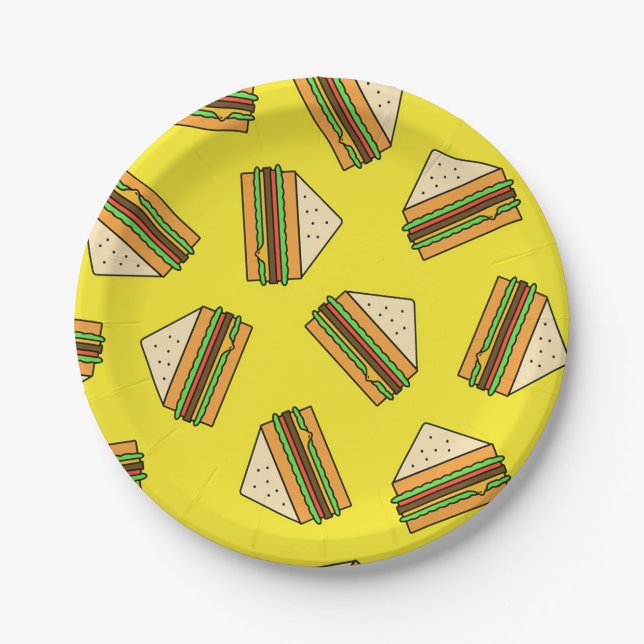 Sandwich Seamless Pattern | Sandwich Puns| Sandwic Pappteller (Vorderseite)