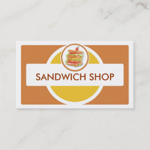 Sandwich Shop einfache, braune gelbe Visitenkarten Visitenkarte