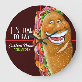 Sandwich shop.Sub.Deli.Personalized 2 Große Wanduhr
