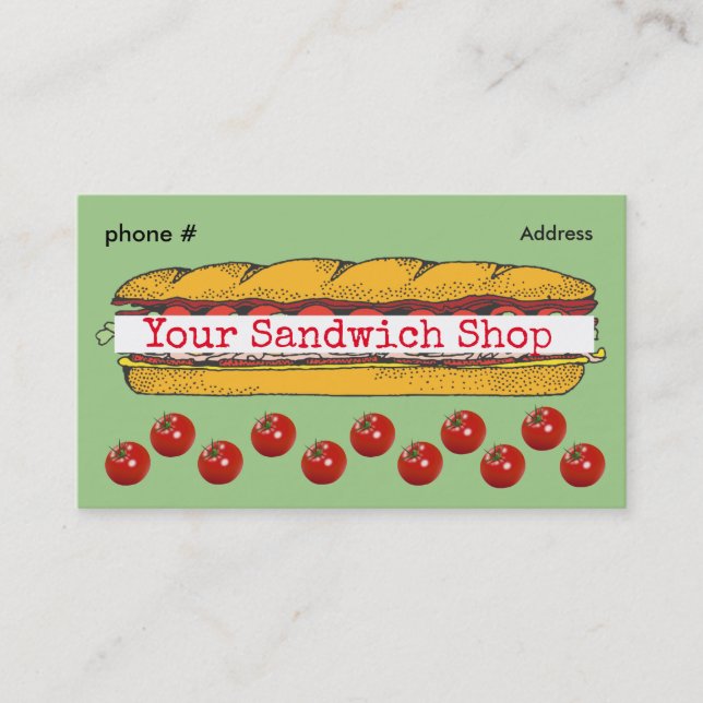 Sandwich Sub Shop Loyalty Punch Cartes de visite (Devant)