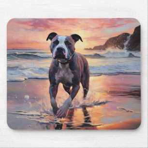 Sandy Amerikanischer Staffordshire Hund am Strand  Mousepad