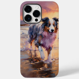 Sandy Australian Shepherd Dog on Beach Sunset Case-Mate iPhone 14 Pro Max Hülle