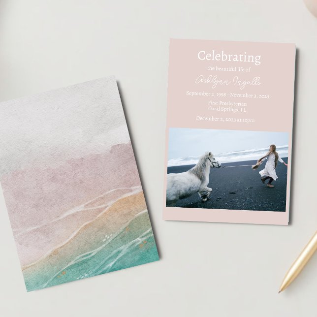 Sandy Beach Beerdigung Foto Feier des Lebens Einladung (Von Creator hochgeladen)