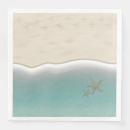 Sandy Beach Bird Footprints Paper Dinner Napkins Serviette