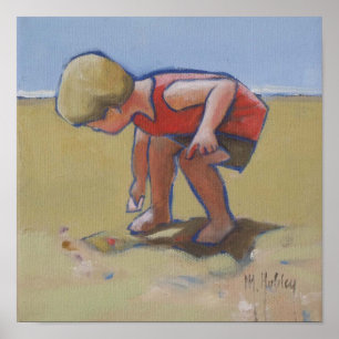 Sandy Beach Boy Muscheln auf der Suche Poster