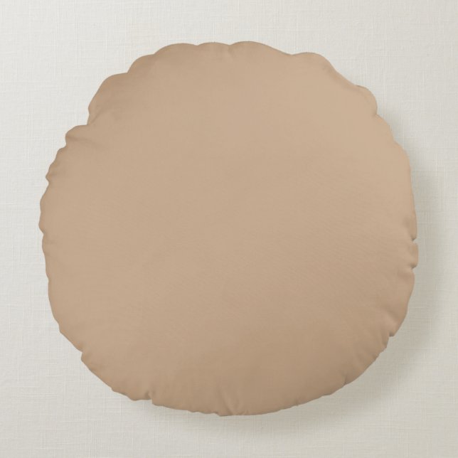 Sandy Beach Brown Barbados Rundes Kissen (Vorderseite)