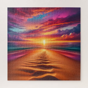 Sandy Beach führt zu einem lebhaften Sonnenunterga