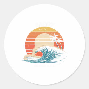Sandy Beach Hawaii Frauen Männer Surfboarding  Runder Aufkleber