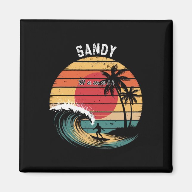 Sandy Beach Hawaii Strand Surfen  Magnet (Vorne)
