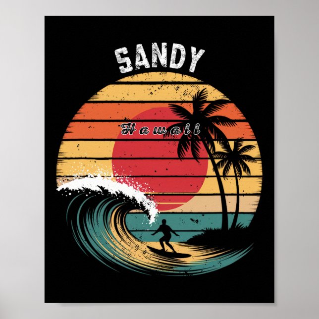 Sandy Beach Hawaii Strand Surfen  Poster (Vorne)
