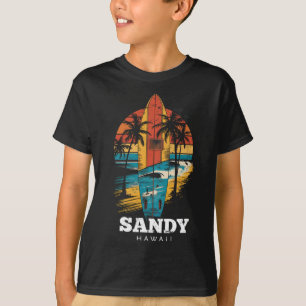 Sandy Beach Hawaii Surfbrett Surfen Retro T-Shirt