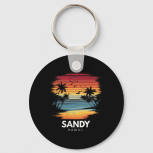 Sandy Beach Hawaii Surfbrett Surfen Vintage Schlüsselanhänger
