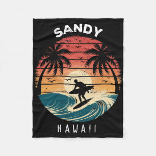Sandy Beach Hawaii Surfbrett Wellen Strand Fleecedecke
