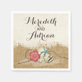 Sandy Beach Hibiskus & Muscheln Hochzeit Personali Serviette