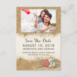 Sandy Beach Hibiskus Wedding Save the Date Foto