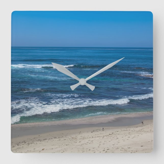 Sandy Beach in La Jolla, San Diego California Quadratische Wanduhr (Vorderseite)