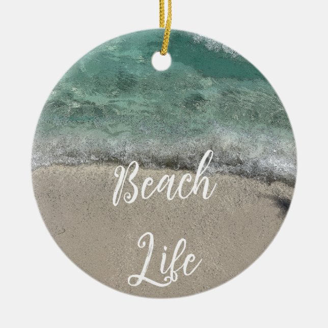 Sandy Beach Life Florida Aquamarin Blue Künstleris Keramik Ornament (Vorne)