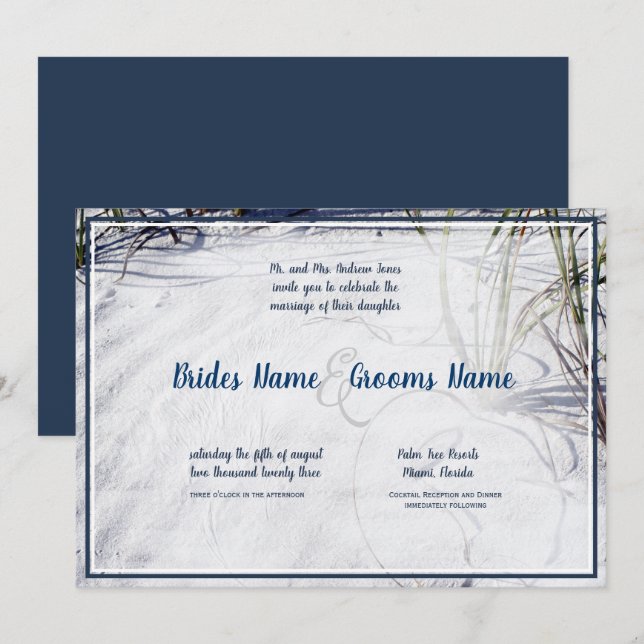 Sandy Beach Mise à jour 2 Faire-part de mariage (Devant / Derrière)