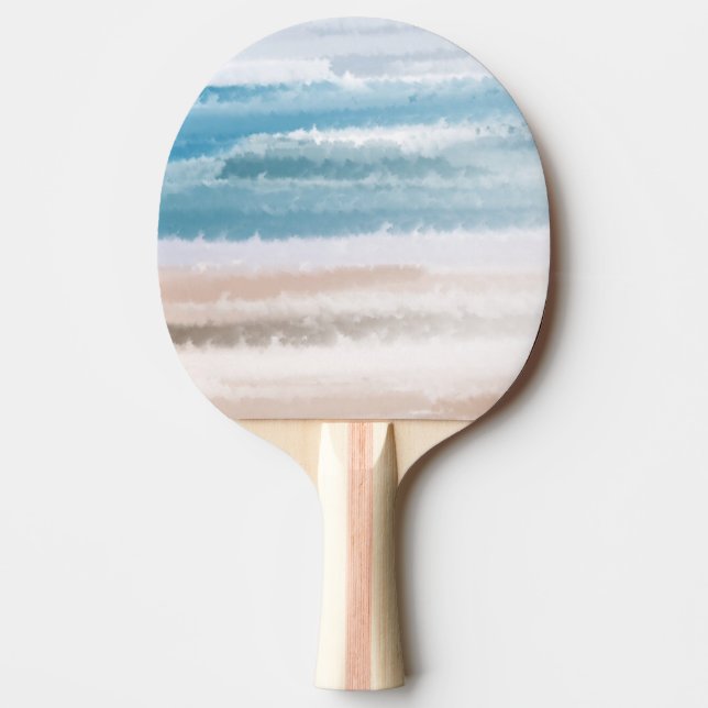 Sandy Beach Ocean Waves Abstrakte Wasserfarbe Tischtennis Schläger (Vorderseite)