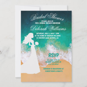 Sandy Beach Ocean Waves Invitation de douche nupti