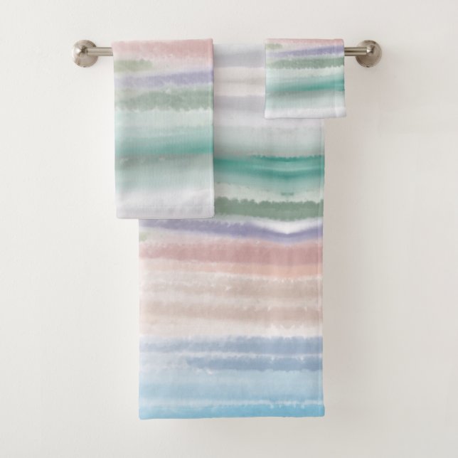 Sandy Beach Ocean Waves Sonnenuntergang Abstrakte  Badhandtuch Set (Insitu)