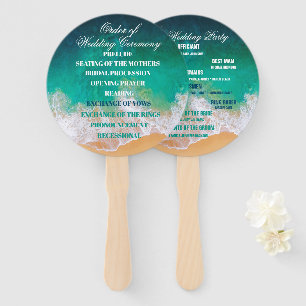 Sandy Beach Ocean Waves Wedding Fächer