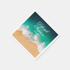 Sandy Beach Ocean Waves Wedding Serviette