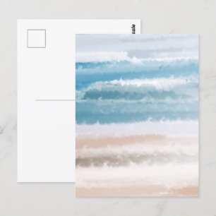 Sandy Beach Ozeanwellen Abstrakt Aquarell Postkarte