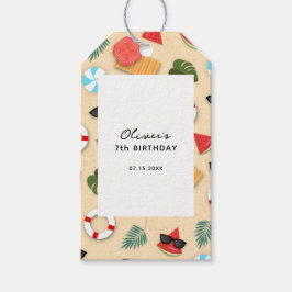 Sandy Beach Pattern Summer Fun Geburtstagsparty Geschenkanhänger