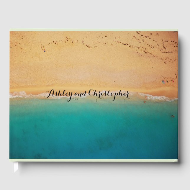 Sandy Beach Personalisiert Wedding Guestbook Gästebuch (Vorderseite)