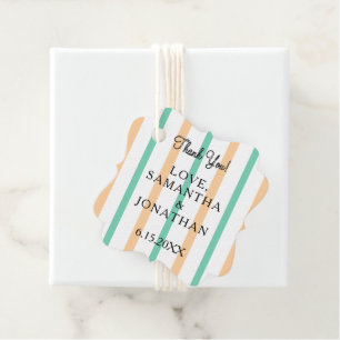 Sandy Beach Seafoam Grün Weiße Streifen Hochzeit Geschenkanhänger