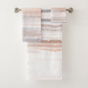 Sandy Beach Sommerbraun Abstraktes Aquarell Badhandtuch Set