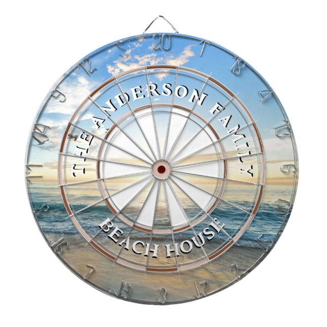 Sandy Beach Sunrise Familienname Beach House Dartscheibe (vorne)