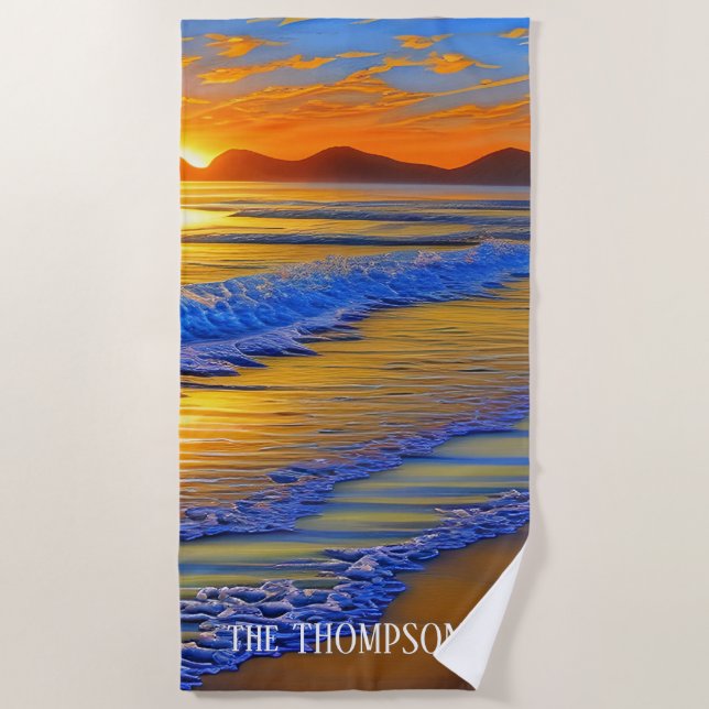 Sandy Beach Sunset Strandtuch (Vorderseite)