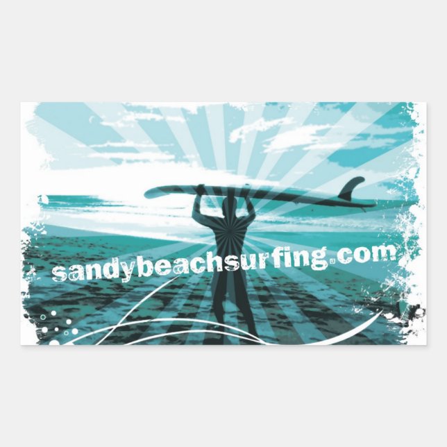 Sandy Beach Surflogo Rechteckiger Aufkleber (Vorderseite)