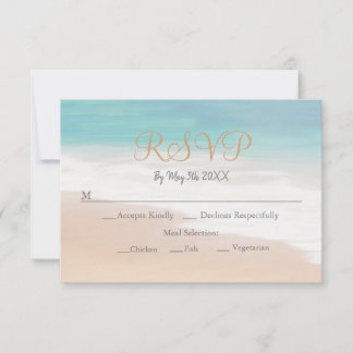 Sandy Beach Theme Seaside Beach Wedding Carte RSVP