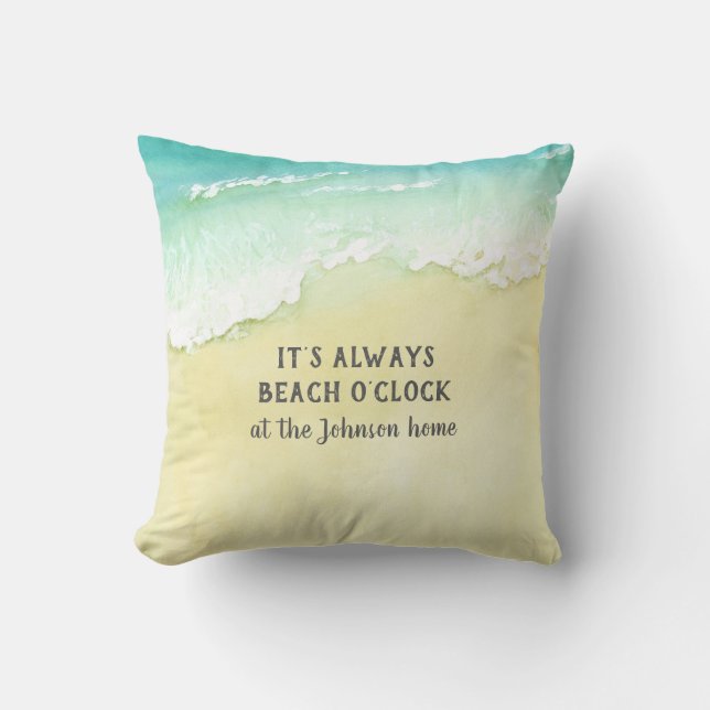 Sandy Beach Tropical Turquoise Ocean Waves Name Kissen (Vorderseite)