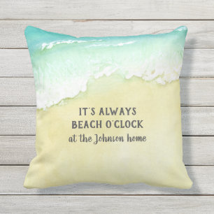 Sandy Beach Tropical Turquoise Ocean Waves Name Kissen