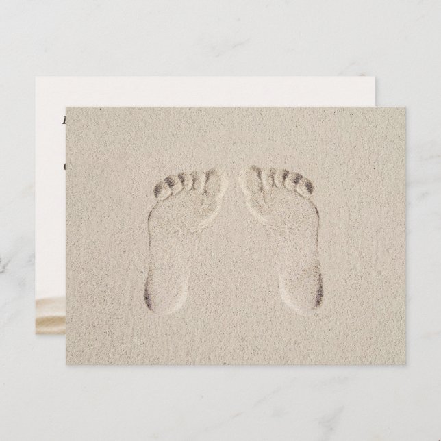 Sandy Beach Vacation Barefoot Prints Postkarte (Vorne/Hinten)