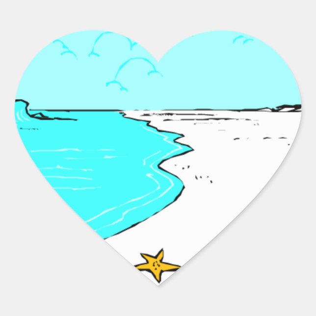 Sandy Beach Wedding Hearts Herz-Aufkleber (Vorderseite)