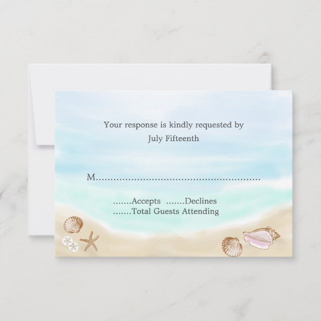 Sandy Beach Wedding RSVP Card (Vorderseite)