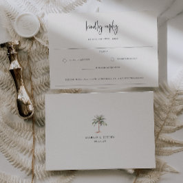 Sandy Beige Beach Wedding Allergy Hinweis RSVP Karte