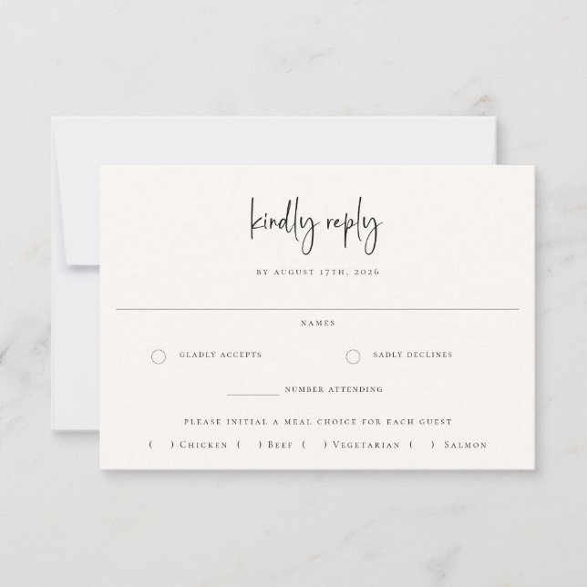 Sandy Beige Beach Wedding Meal Choice RSVP Card Einladung (Vorderseite)
