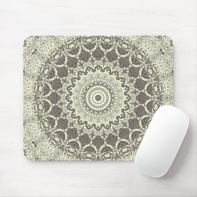 Sandy Beige Boho Strand Mandala Muster Mousepad (Mit Mouse)